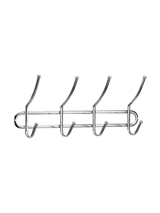 Venus Metal Wall Hanger with 4 Slots Silver 36cm 1pc