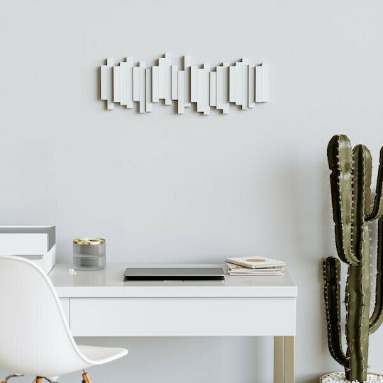 Umbra Стенна Закачалка Sticks Пластмасова С 5 Места Бяла 50x2.9x18.1cm