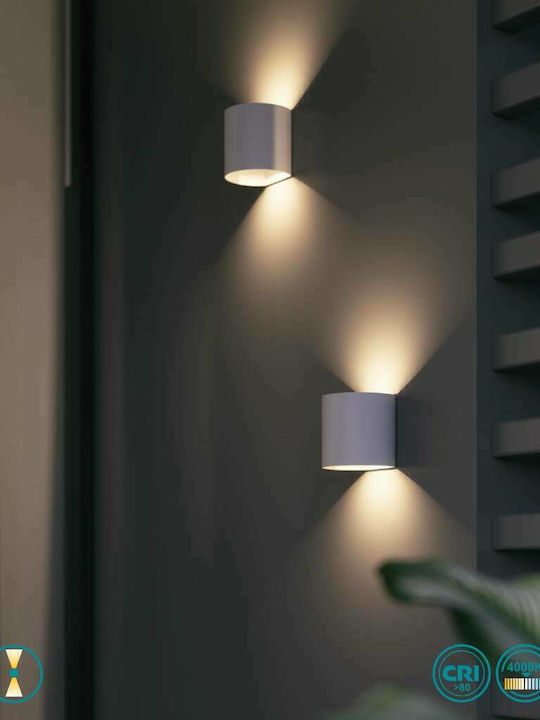 Fan Europe Wandmontierte Außen-Deckenleuchte LED IP54 7W mit Natürliches Weiß Licht Doppelstrahl 11x11x9.5εκ.