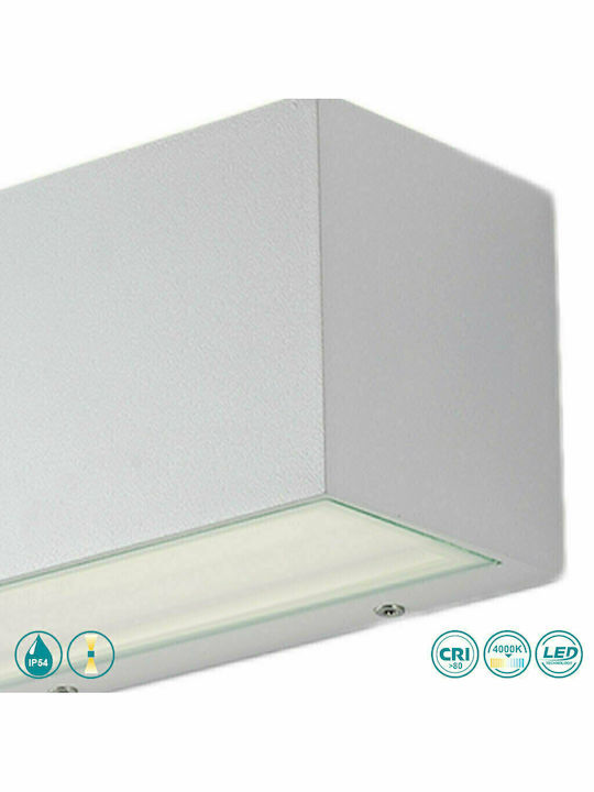 Fan Europe Wandmontierte Außen-Deckenleuchte LED IP54 12W mit Natürliches Weiß Licht Doppelstrahl 14x8.9x6.5εκ.