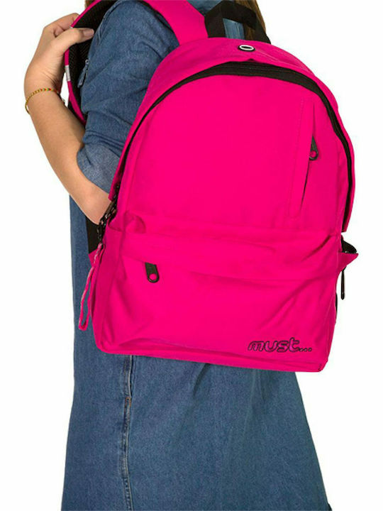 Must Team Ghiozdan Școlar Monocrom Fuchsia De Spate Școala Gimnazială-Liceu Cu Husă Pentru Sticlă De Apă Fuchsia 22 Litri 32 x 17 x 42 cm