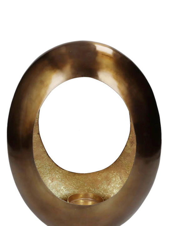 Zaros Egg Candle Holder suitable for Tealights Aluminum Αλουμινένιο Bronze / Gold 22x22x30cm 1pcs