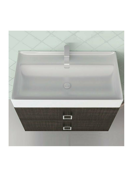 Orabella Touch 81 Επικαθήμενος Νιπτήρας Πορσελάνης 81x46x12.5cm Λευκός