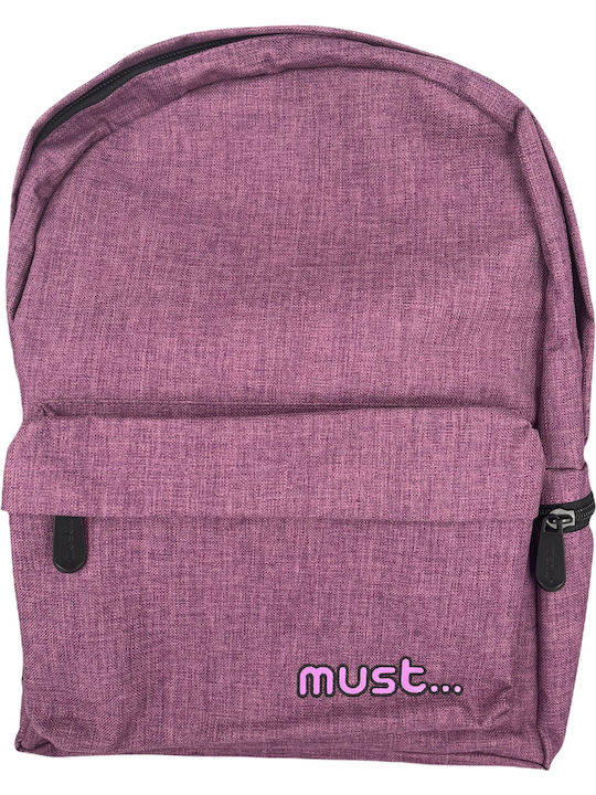 Must Monochrome Double Jean Purple School Bag Backpack Junior High-High School in Purple color