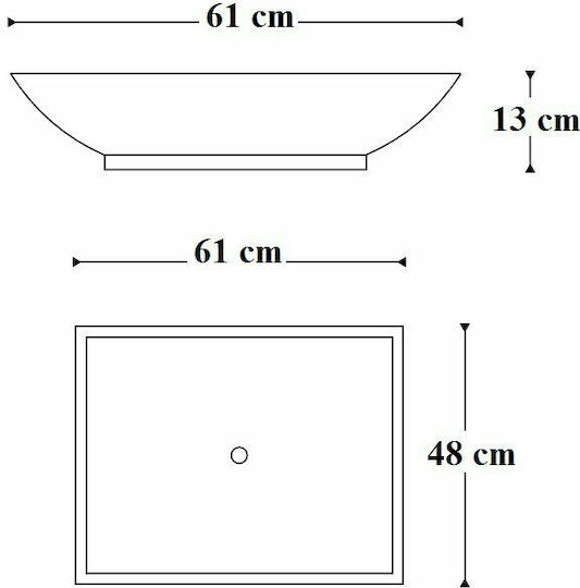 S27 Solid Surface Επικαθήμενος Νιπτήρας από Συνθετικό Υλικό 61x48cm Λευκός