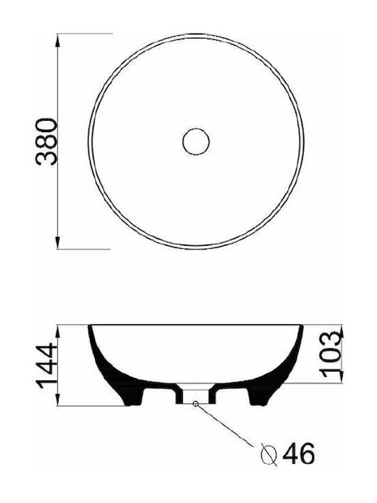 Olympia Trend Round Επικαθήμενος Νιπτήρας Πορσελάνης 38x38x14.4cm Γαλάζιος