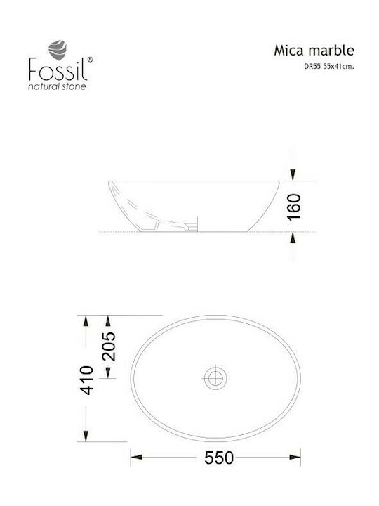 Fossil Mika Надеждна мивка мрамор 55x41x16см Бял