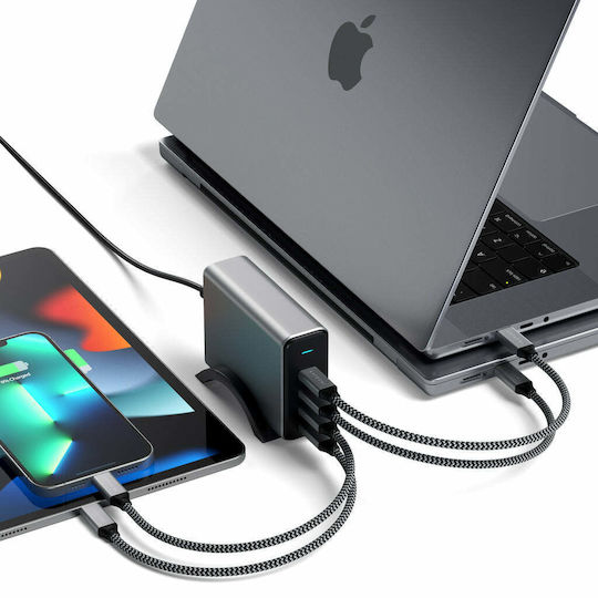 Satechi Βάση Φόρτισης GaN με 4 Θύρες USB-C 165W Power Delivery σε Γκρι χρώμα (GaN ST-UC165GM)