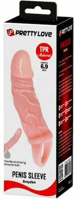 Baile Silicone Penis Sleeve with Ball Straps Extensie Penis Bej 13.5cm BI-026210