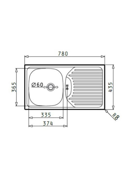 Maidtec Bradford 1B 1D Ένθετος Νεροχύτης Inox Σατινέ Μ78xΠ43.5cm Ασημί