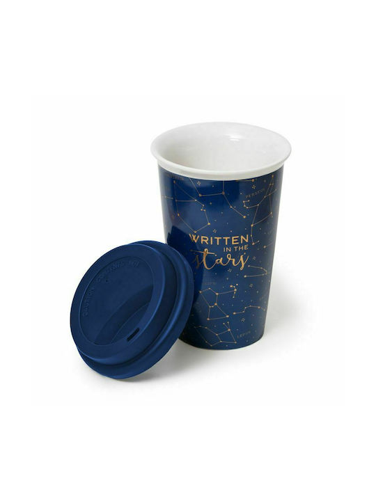 Legami Milano Stars Tasse aus Porzellan mit Deckel Blau 300ml 1Stück