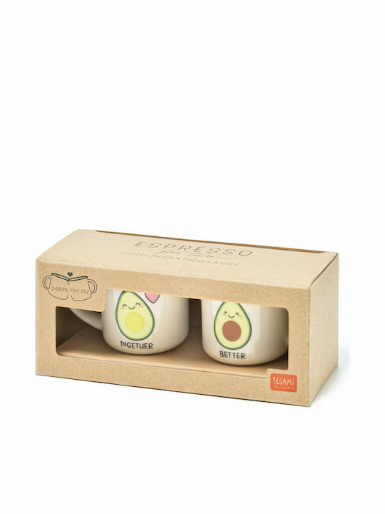 Legami Milano Avocado Комплект чаши Еспресо Емайл Бели 50мл 2бр