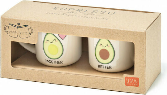 Legami Milano Avocado Set Tassen Espresso Emaille Weiß 50ml 2Stück