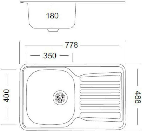 Macart Economy D-100 77.8x48.8cm Drop-In Sink Inox Matte W77.8xD48.8cm Silver