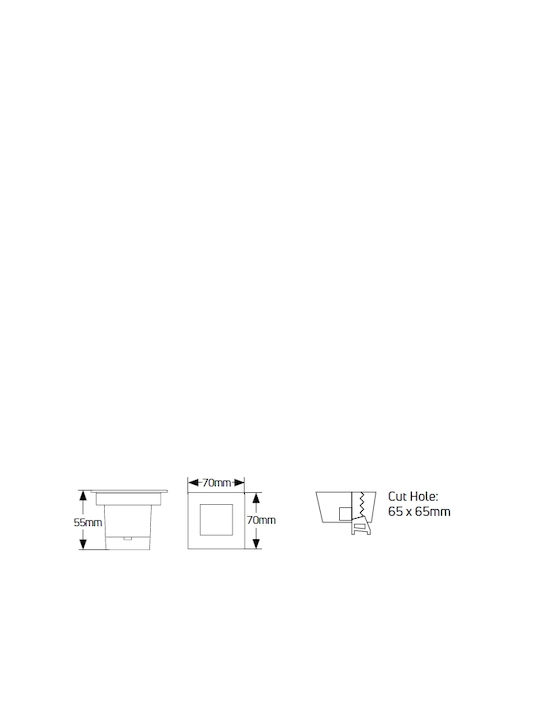 Geyer Стенен Външен Плафон LED IP65 1W с Топло бяло Светлина 65x65x5.5εκ.