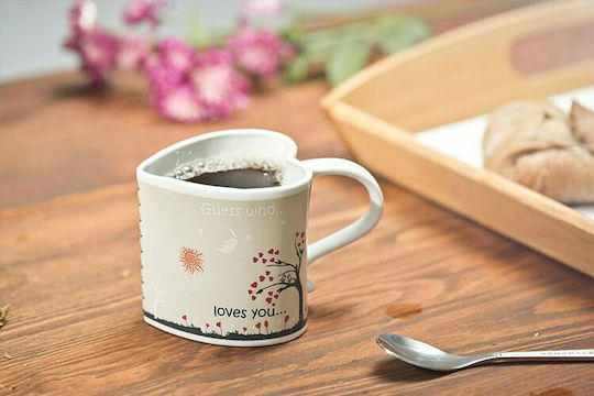 Gadget Master Cană în formă de inimă care își schimbă culoarea Schimbare de căldură Cană Ceramică Heart Shape Guess who loves you 330ml