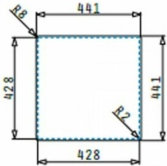 Pyramis Tetragon 1B Ισόπεδος Inox Σατινέ Μ40xΠ40cm Ασημί