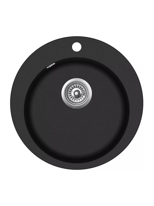 vidaXL Drop-In Spüle aus Verbundgranulat B50.5xT50.5cm Black