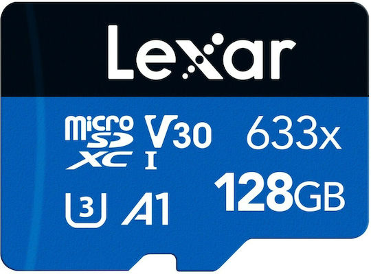 Lexar Hochleistungs-MicroSDXC 633x 128GB U3 V30 A1 UHS-I 100MB/s mit Adapter