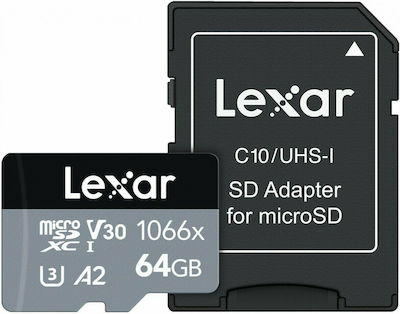 Lexar Professional 1066x microSDXC 64ГБ Клас 10 U3 V30 A2 UHS-I