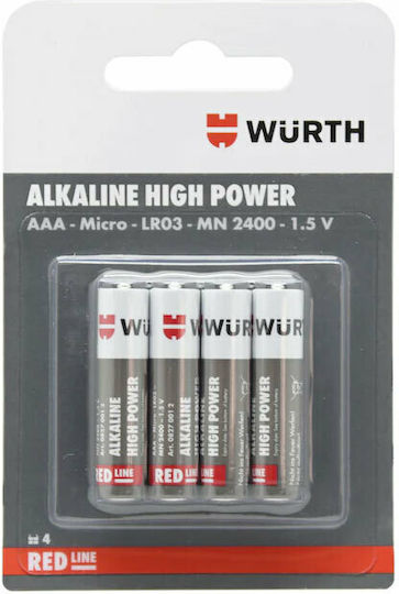 Wurth Red Line Алкални Батерии AAA 1.5V 4бр 08270012