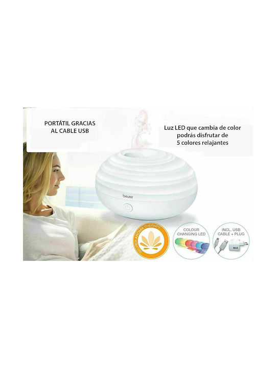 Beurer Lumini LED Dispozitiv de aromaterapie Ultrasonic LA 20 cu temporizator Alb 80ml 60629