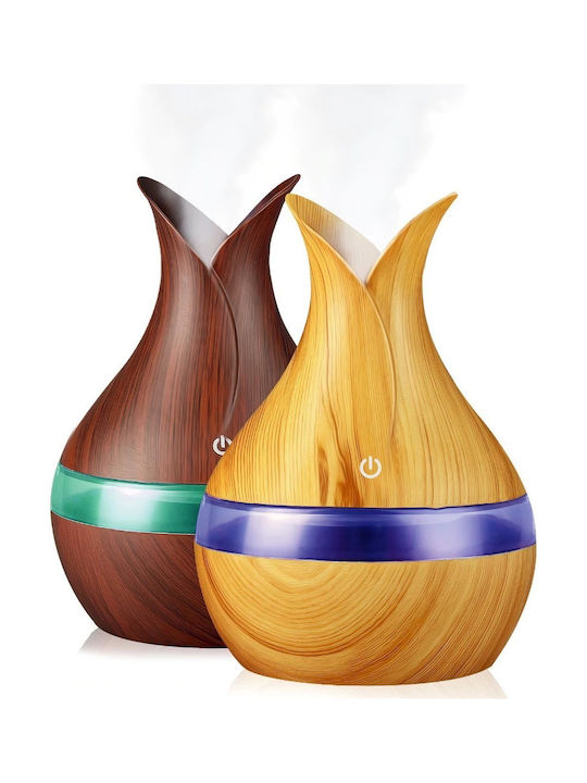 Lumini LED Dispozitiv de aromaterapie Ultrasonic Personal Humidifier Maro 300ml