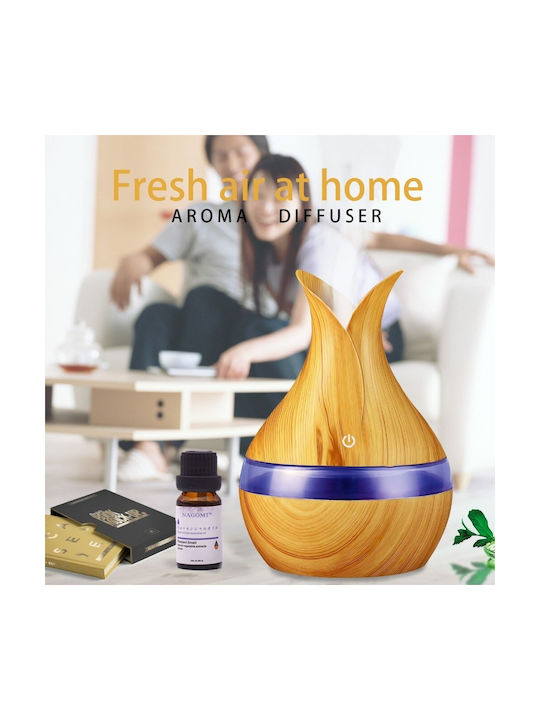 Lumini LED Dispozitiv de aromaterapie Ultrasonic Personal Humidifier Maro 300ml