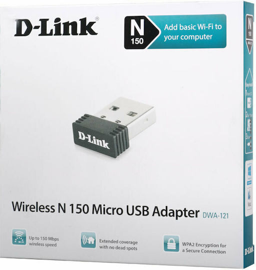 D-Link DWA-121 Αντάπτορας Δικτύου USB με Ασύρματη Σύνδεση Wi-Fi 150Mbps
