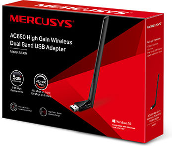 Mercusys MU6H USB Network Adapter with Wireless Wi-Fi Connection 650Mbps (Standard v1)