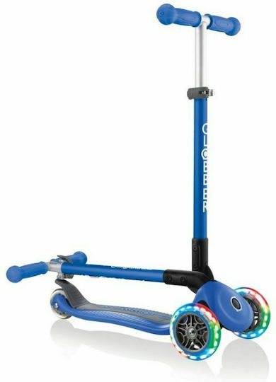 Globber Kids Scooter Foldable Primo Foldable Lights 3-Wheel for 3+ Years Blue