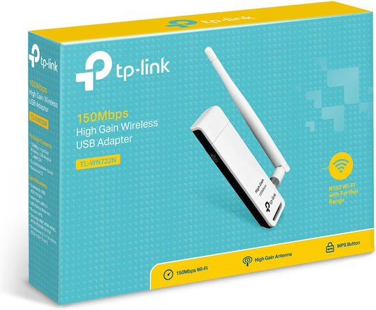 TP-LINK TL-WN722N USB Network Adapter with Wireless Wi-Fi Connection 150Mbps and Detachable Antenna v2