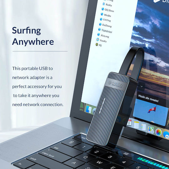 Orico UTK-U2 USB Адаптер За Мрежа С Проводников Ethernet Свързване