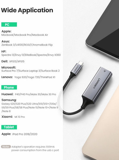 Ugreen 50737 USB-C Network Adapter with Wired Gigabit Ethernet Connection