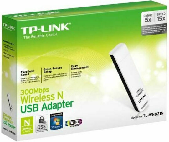 TP-LINK TL-WN821N USB Network Adapter with Wireless Wi-Fi Connection 300Mbps (v4)