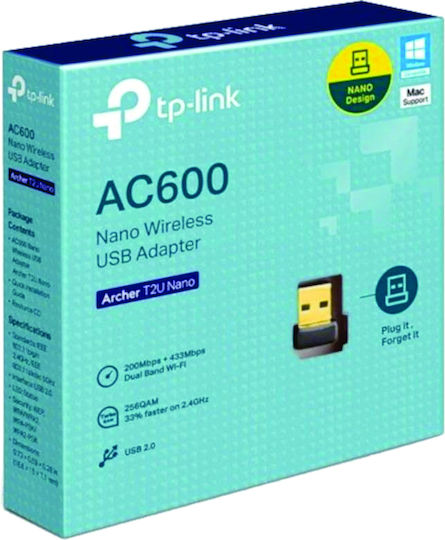 TP-LINK Archer T2U Nano USB Network Adapter with Wireless Wi-Fi Connection 600Mbps (v1)