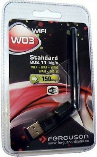 Ferguson W03 Network Adapter USB with Wireless Wi-Fi Connection 150Mbps