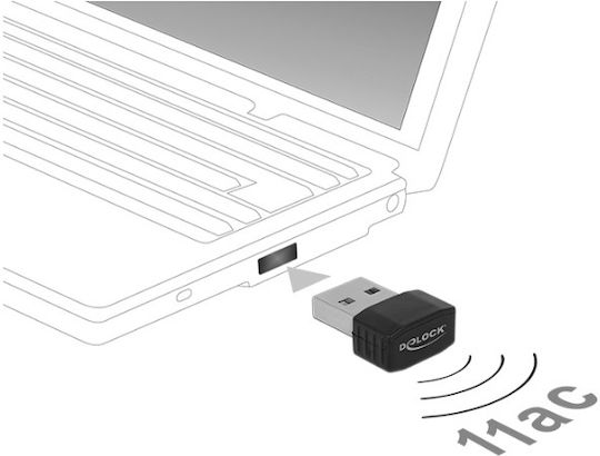 DeLock 12461 USB Адаптер За Мрежа С Безжично Свързване Wi-Fi 433Mbps