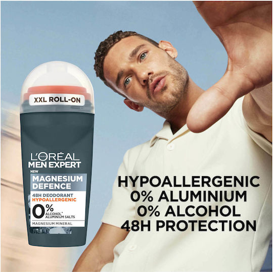 L'Oreal Paris Men Expert Magnesium Defence Αποσμητικό 48h σε Roll-On Χωρίς Αλουμίνιο 50ml
