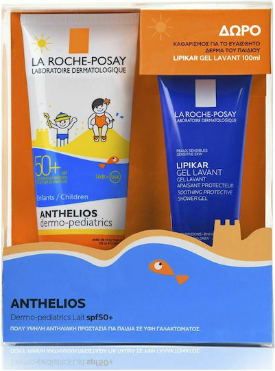La Roche Posay Waterproof Детско слънцезащитно комплект Емулсия Anthelios Dermo-Pediatrics за лице и тяло 350мл & Lipikar Gel Lavant 100ml