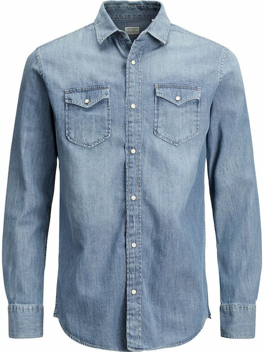 Long-sleeved Denim Shirt Medium Blue Denim