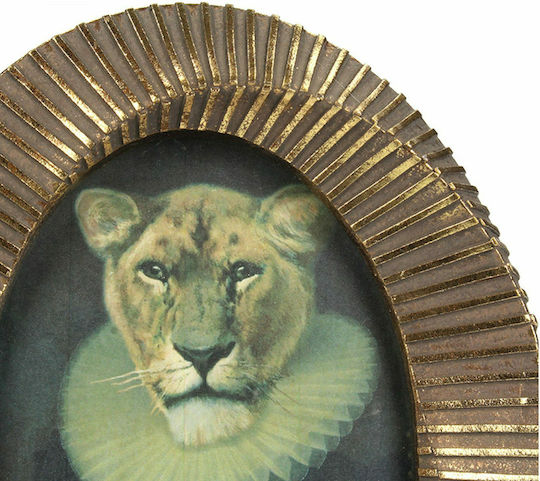 Zaros Lion Polyresin Photo Frame Gold