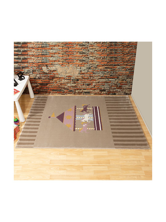 Ezzo Carousel 7580 Kinder Teppich Beige 160x230cm Dicke 9mm
