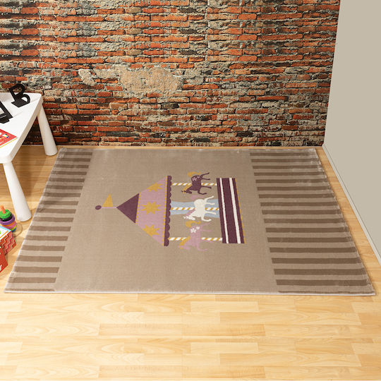 Ezzo Carousel 7580 Kinder Teppich Beige 160x230cm Dicke 9mm