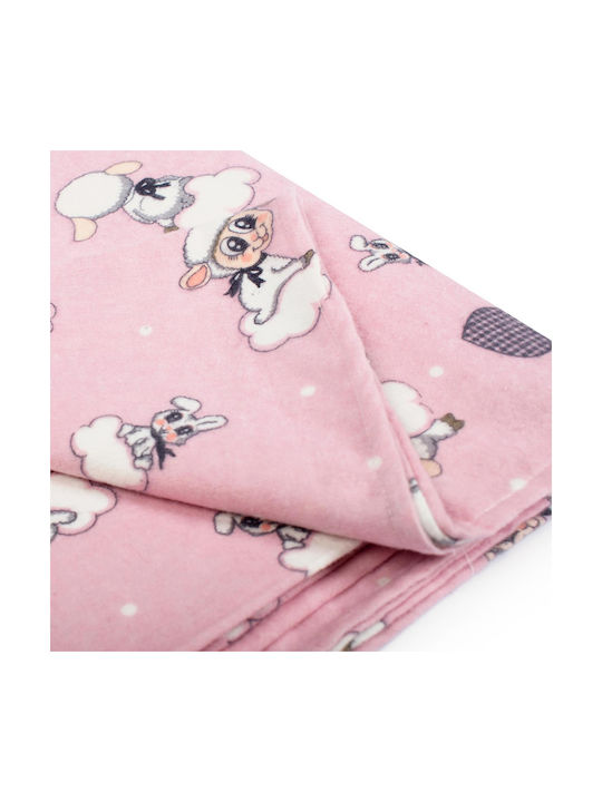 Dimcol Lamb Kids Duvet Cover Single Flannel 05 Pink 160x240cm