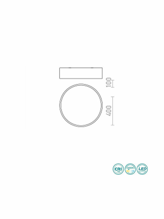 Rendl Light Studio Mezzo Στρογγυλό Εξωτερικό LED Panel 30W με Θερμό Λευκό Φως 3000K 40εκ.