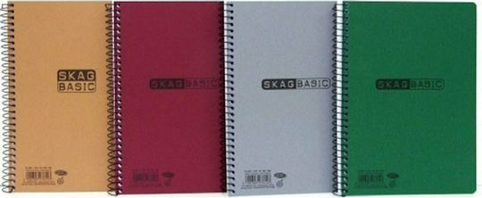 Skag Σπιράλ Τετράδιο Ριγέ Β5 90 Φύλλων 3 Θεμάτων Basic (Διάφορα Χρώματα)