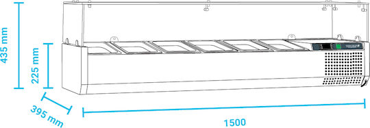Tefcold Maintenance Showcase Tabletop with Capacity 6x1/3 GN 150x39.5x22.5cm