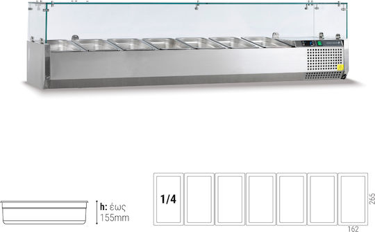 Tefcold Tiefkühlvitrine Tischgerät mit Kapazität 7x1/4 GN 150x33.5x22.5cm