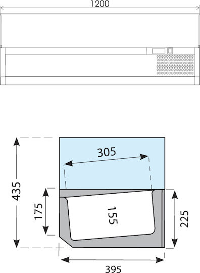 Tefcold Vitrină de Congelare De Masă cu Capacitate 5x1/4 GN 120x39.5x22.5cm